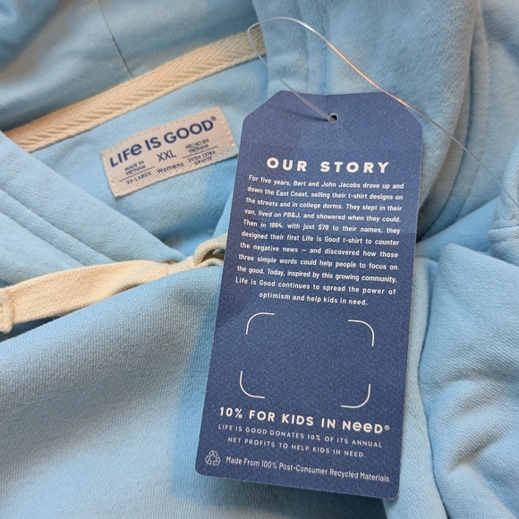 Life Is Good Fleece Hoodie Pullover Sunflower Kangaroo Pocket Light Blue XXL NWT - Picture 14 of 15